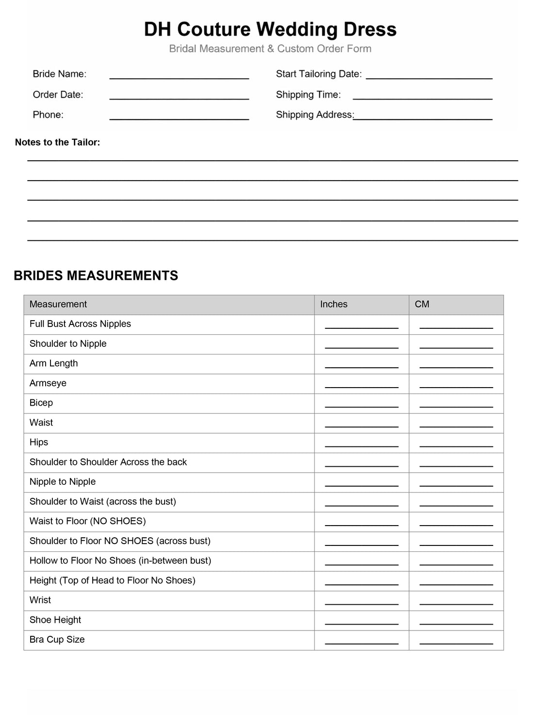 How to Take Your Wedding Dress Measurements at Home